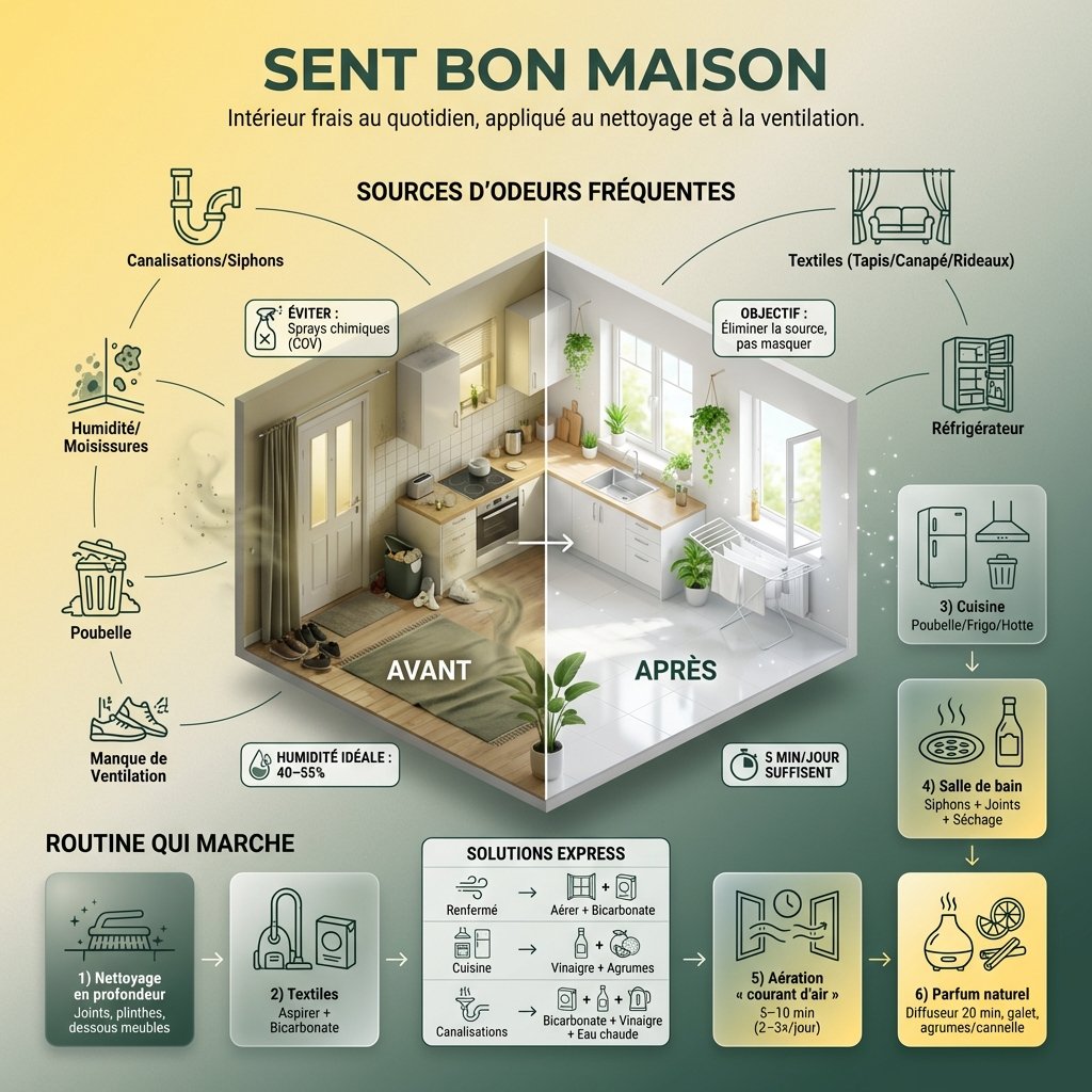 Infographie des astuces sur comment faire pour que cela sent bon dans sa maison